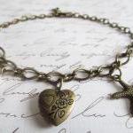 Antique Bronze Locket Bracelet