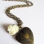Antique Bronze Heart Locket Necklace