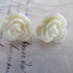 Cream White Flower Stud Earrings, Gift Earrings,..