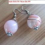 Pink Blown Glass Bead Earrings