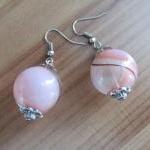 Pink Blown Glass Bead Earrings