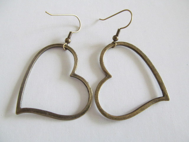 Antique Bronze Heart Earrings