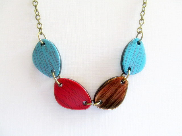 Antique Bronze Necklace, Turquoise And Red Necklace