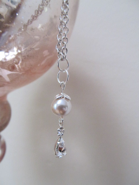 Pink Pearl Necklace With Swarovski Pendant