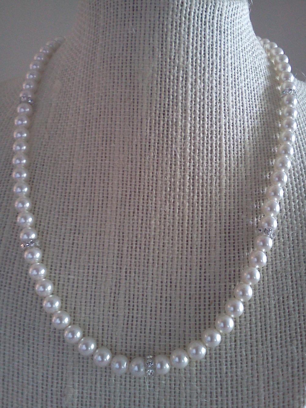 Pearl Necklace With Swarovski Pearls And Elements